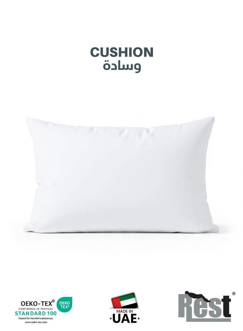 REST Bedding Throw Pillows Insert Cushion Filler Outer Cover HD Microfiber Filling 400 grams Ultra Soft Fiber Size 30x50cm , 12x20inch Cushion Inserts Home Decor  White (Pack of 1) - Image 1